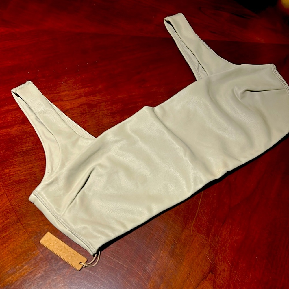 Cream hued faux leather bra tank Smims brand
